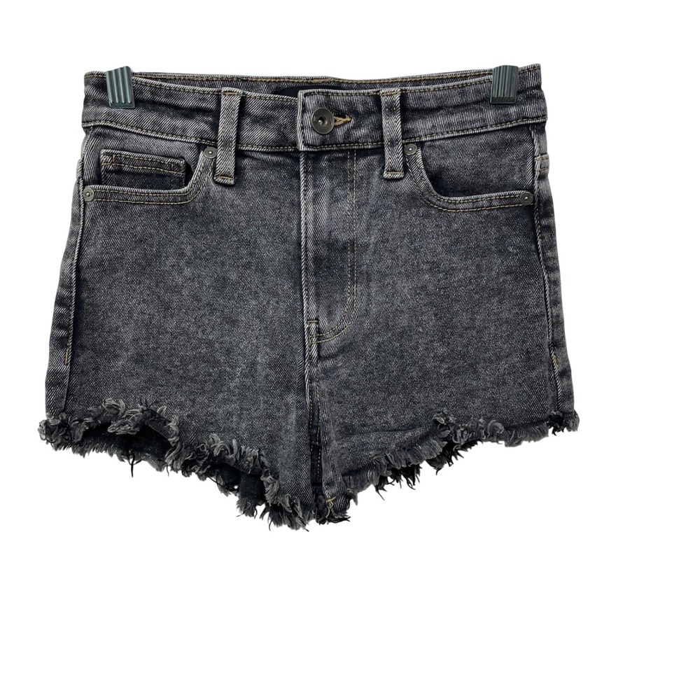 Kendall + Kylie The Drifter High Rise Acid Wash Black Denim Shorts 0/24 Cowgirl